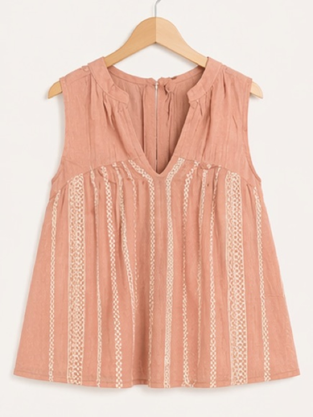 HOLDING HORSES Dusty Rose Sleeveless Embroidered Tank Top | Size S